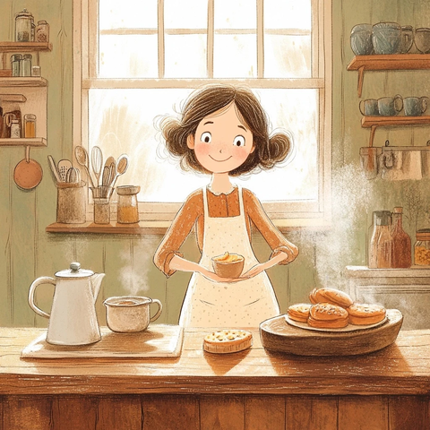 温馨厨房与复古围裙女士