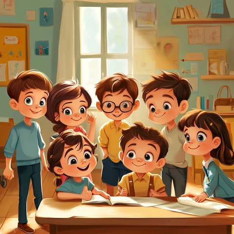 教室里的孩子们聚集