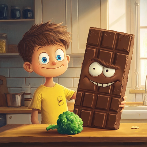 男孩与西兰花遇巧克力