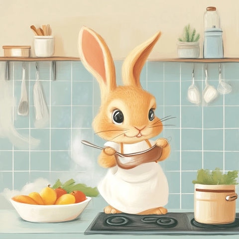 兔子厨房烹饪卡通