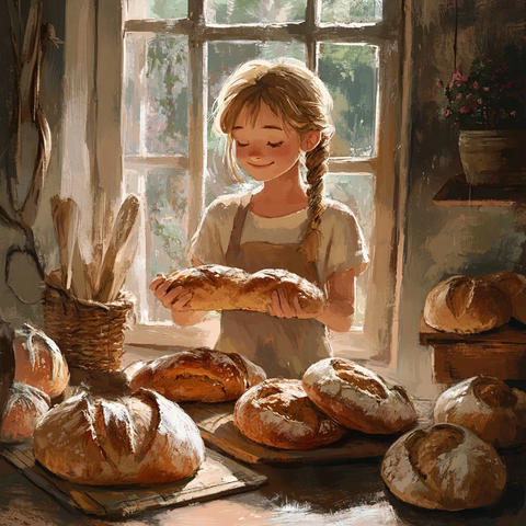 软质面包温暖色调插画