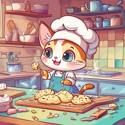 小猫厨师烘焙彩色曲奇