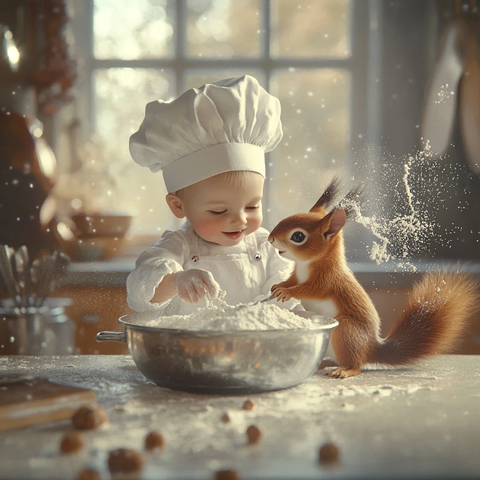 宝宝厨师与调皮松鼠的小厨房