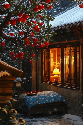 雪夜暖窗