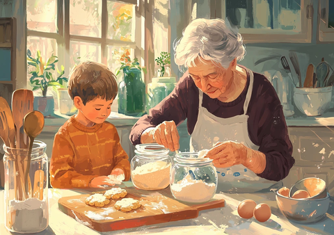祖孙二人厨房烤饼干