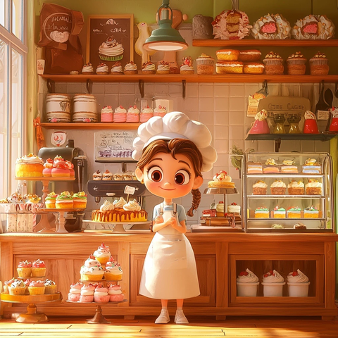 甜点店女孩与缤纷蛋糕