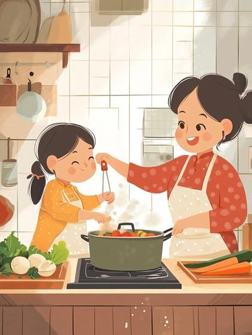 奶奶和媳妇厨房忙碌