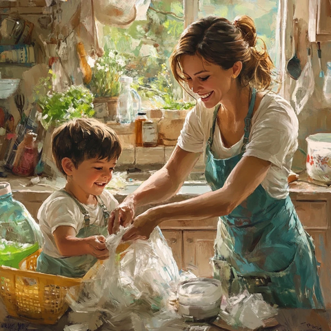 母子分离塑料垃圾