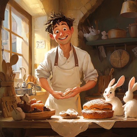 烘焙厨师与小动物的温馨厨房