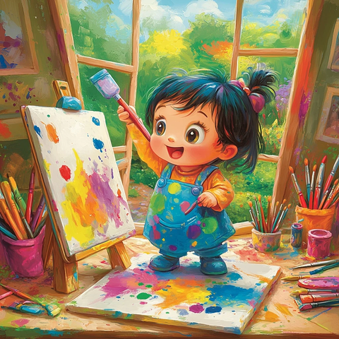 艺术家涂鸦彩色画笔创作