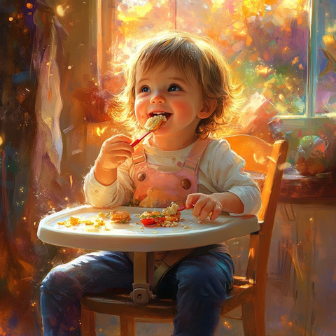 高椅吃饭彩色背景