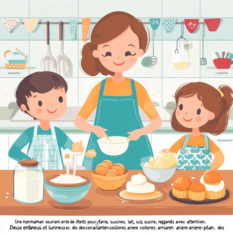 妈妈教孩子做蛋糕