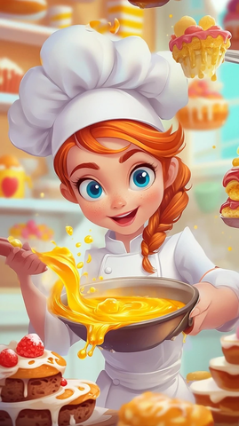 厨师制作早餐彩色糕点