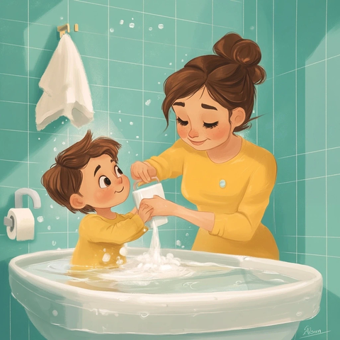 妈妈帮助女儿穿脱衣物