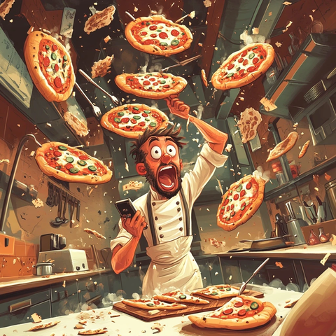 疯狂厨师杂耍多张披萨