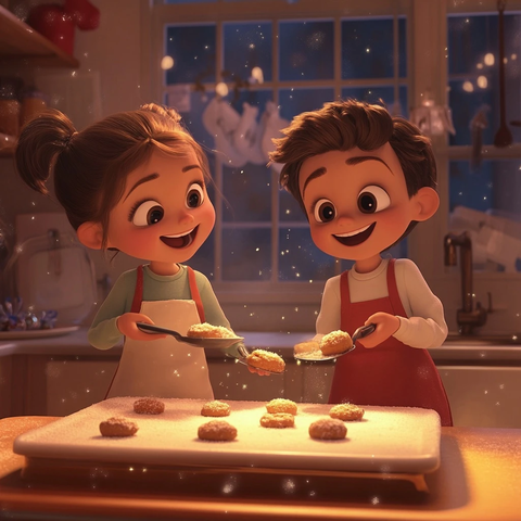 小孩圣诞节烘焙小饼干