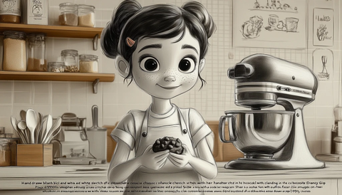 女孩手捧巧克力饼干面团