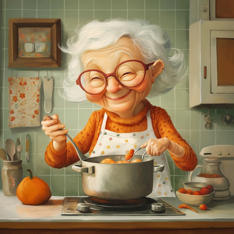 老人快乐烹饪温馨时光