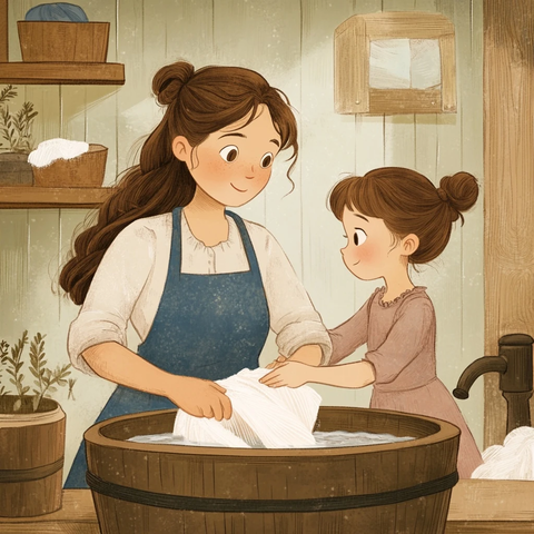 女人洗衣女孩按摩肩膀