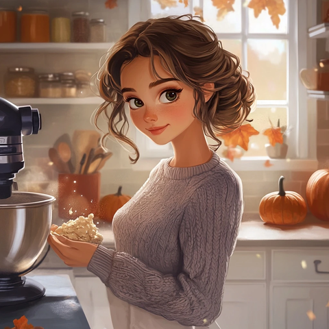 年轻女子厨房准备感恩节大餐