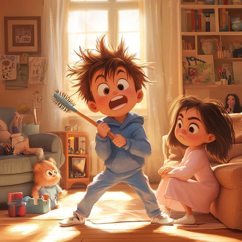 双胞胎兄妹玩耍的温馨时光