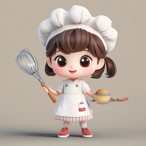 女厨师手持厨具烹饪燕窝