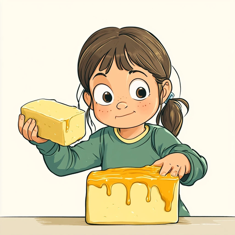 女孩涂抹黄油果酱