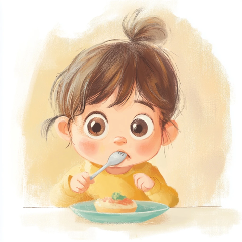 小孩初次尝试新食物