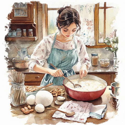 厨房里的杏仁白萝卜粥