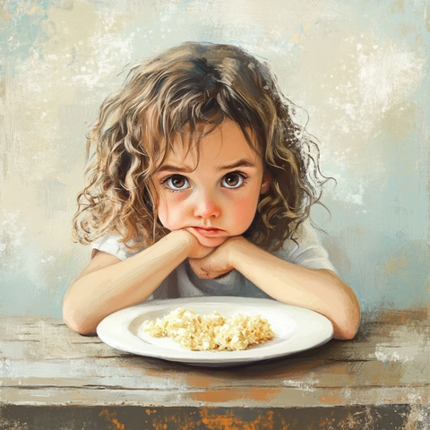 女孩卷发拒绝食物