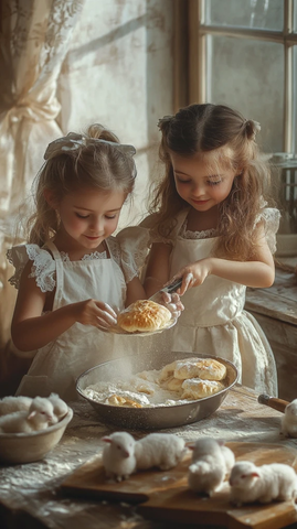 女孩穿围裙烤哈恰普里