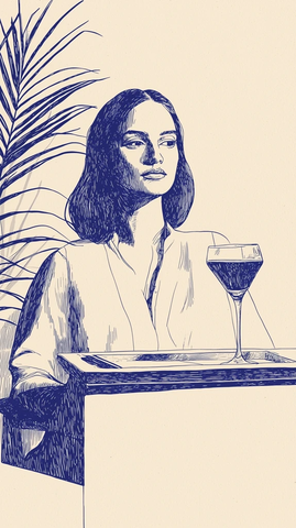 手托托盘精美鸡尾酒插画