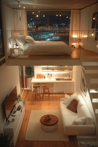 现代阁楼公寓夜景