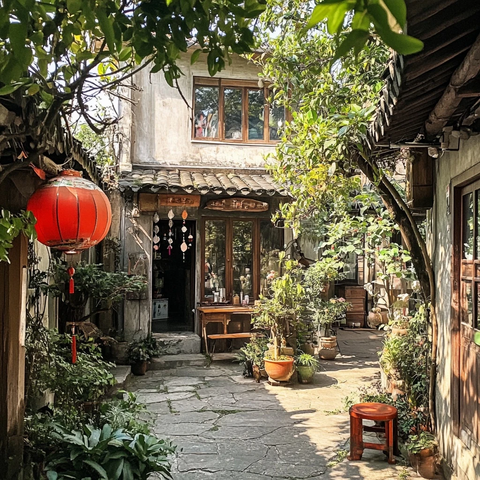 绿意盎然的古宅小院