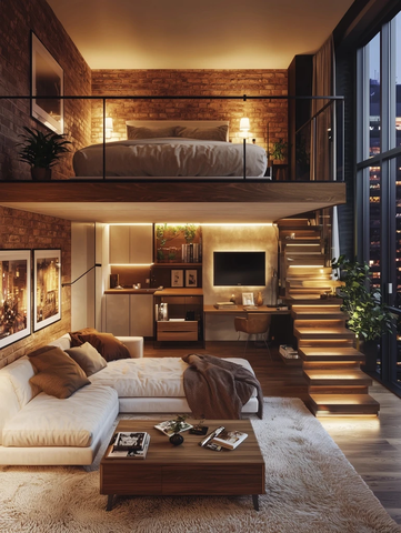 双层阁楼卧室客厅工作区