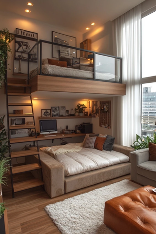 高楼公寓客厅书房卧室设计