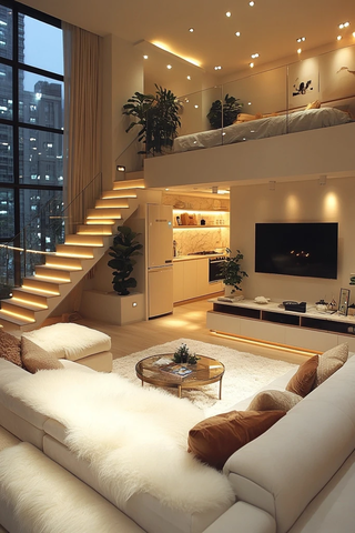 白色地毯沙发电视柜