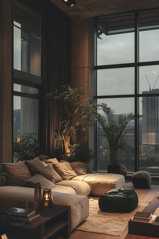 带阳台的舒适客厅