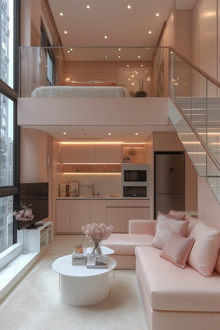 粉色墙壁小公寓布局
