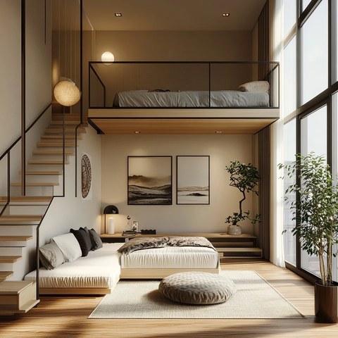 现代简约卧室客厅阁楼设计