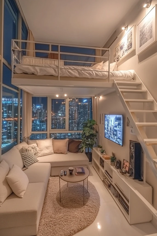 小公寓床与客厅设计