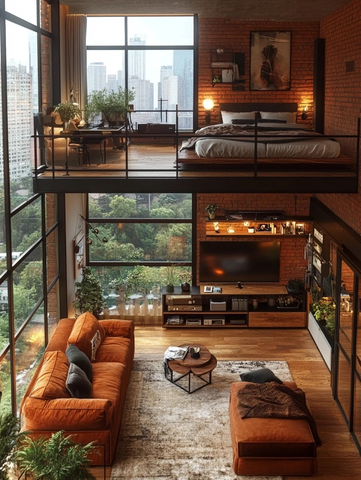 小房间双层沙发床铺设计