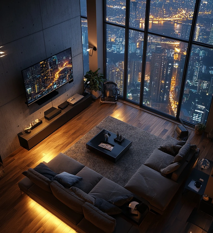 木地板客厅沙发电视墙