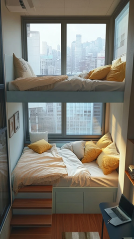 小卧室带楼梯上铺和书桌