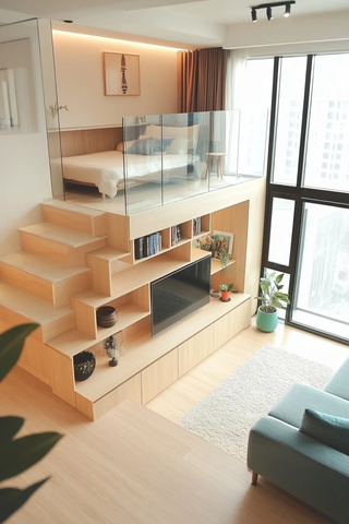 玻璃护栏楼梯书架公寓