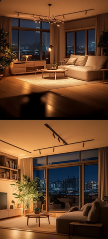 木地板暖光植物客厅