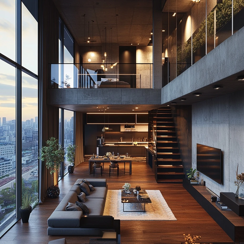 双层阁楼客厅厨房卧室办公室