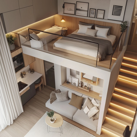 平米公寓二楼卧室带小沙发