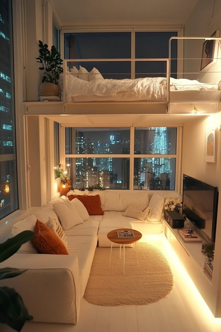 小公寓床与客厅设计