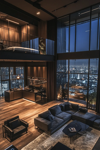 双层挑高客厅卧室布局